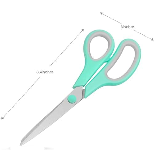 3-Pack 8" Heavy Duty Scissors with Ultra Sharp Blades and Comfort Grip Handles - For Office, Home, School, Sewing, and Crafts (Mint, Grey, Purple) view 3
