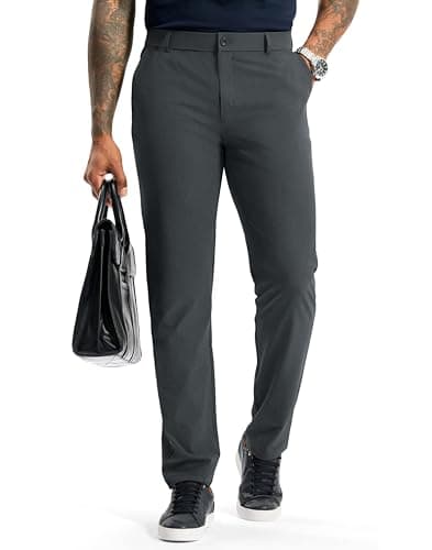 Soothfeel Mens Golf Pants Classic Fit Stretch Work Dress Pants 30"/32"/34" Quick Dry Lightweight Casual Trousers with Pockets — image 1