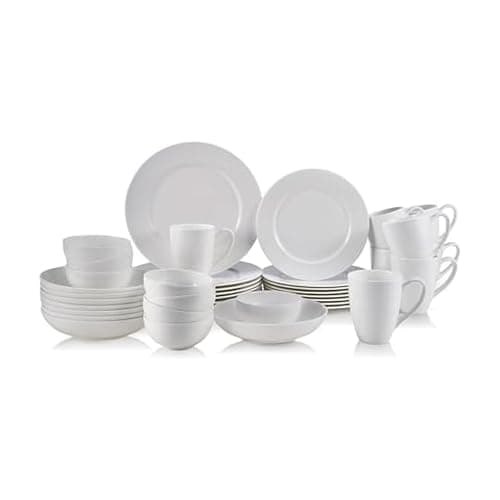 Mikasa Annabelle Bone China 40-Piece Dinnerware Set, Service for 8, Lightweight and Chip-Resistant White Porcelain with Elegant Design