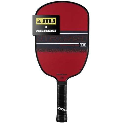 JOOLA Agassi Champion 12mm Pickleball Paddle - Sandblasted Pickleball Racket Increases Spin & Control - Agassi Shape with Extended Sweet Spot - UPA-A Certified - USAP Approved - NFC Chip Enabled