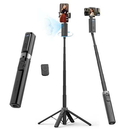 AOCHUAN Auto Face TrackingTripod, w/Gesture Control for iPhone,Extendable Pole, 360° Rotating Selfie Stick,Wireless Remote,Video Recording 4-Leg Stable & Portable Tripod view 1