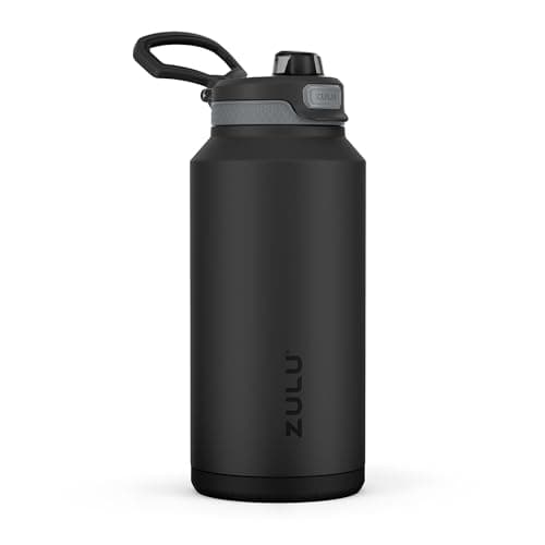 ZULU Powerfill Pro 64oz Half Gallon Stainless Steel Water Bottle with Quick Fill Lid, Triple Walled Vacuum Insulated Metal, Leak Proof Locking Lid, Sip and Chug, Reusable BPA Free, Black Monochrome view 1