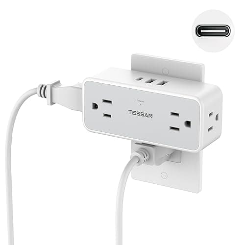 Multi Plug Outlet Splitter, TESSAN 4 Wall Outlet Extender with 3 USB Wall Charger(1 USB C), Surge Protecter 900J, Widely Spaced Multiple Plug Expander view 1