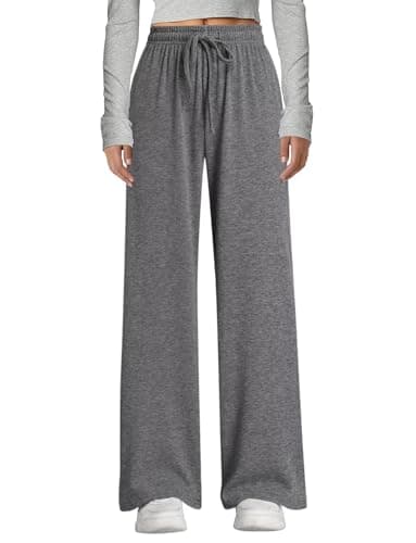 Arolina Fall Pants for Women Soft Lounge Wide Leg Sweat Pants Elastic Waist Mid-Weight Pajama Pants with Pockets S-XXL — image 1