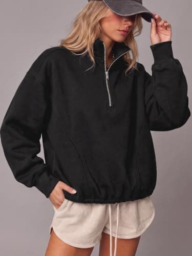 Fisoew Womens Half Zip Sweatshirts Oversized Fleece Pullover Fall Outfits view 4
