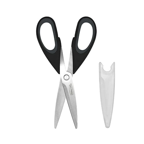 Rubbermaid Kitchen Scissors All Purpose Heavy Duty, Stainless Steel Kitchen Shears with Protective Sheath, Dishwasher Safe Kitchen Scissors for Food, Meat, Poultry & Herbs, Comfort Grip, Black view 1
