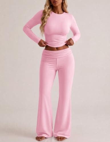 Ekouaer Womens Pajamas Long Sleeve Pj Set 2 Piece Loungewear Soft Sleepwear view 5