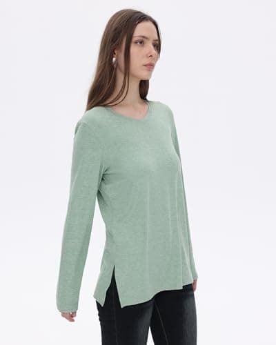 GAYHAY 3 Pack V Neck Long Sleeve Shirts for Women - Fall Casual Soft Tops Basic Loose Fit Outfits Clothes for Vacation view 5