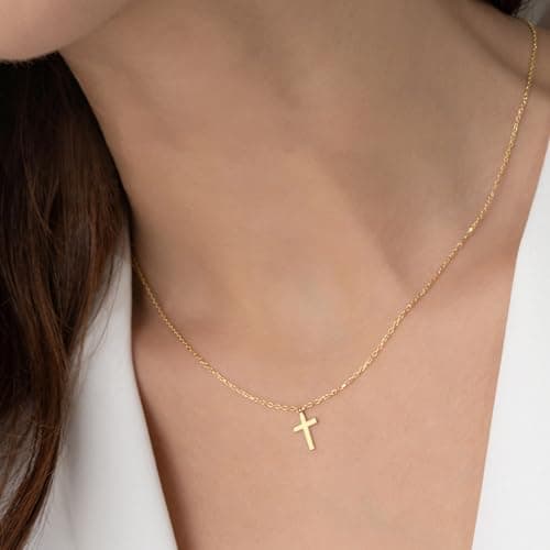 JNZSSWHJJH Easter Basket Stuffers - Cross Necklace for Women 18K Gold Plated Cross Necklace Dainty Gold Necklace for Women Teens Girls Gold Jewelry Easter Religious Christian Gifts view 5