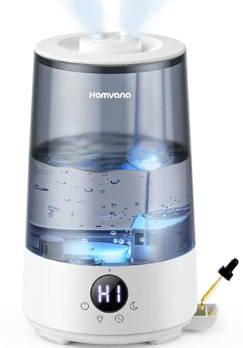 Homvana Humidifiers for Bedroom Home, 3.6 L Cool Mist Top-Fill 34H Super Long Time, Quiet 23dB, Baby Humidifier, Oil Diffuser for Large Room, House, Plant, Nursery, Office, BPA FREE, Ultrasonic (Grey) view 1