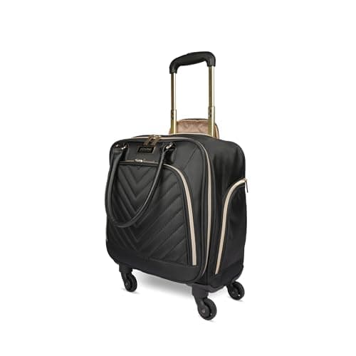 Kenneth Cole REACTION Chelsea Chevron Quilted Luggage, Black, Underseater, 17-Inch Carry On