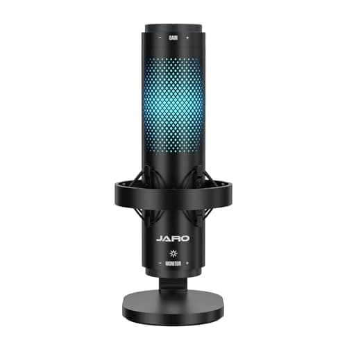 JARO USB Multi-Polar Pattern Condenser Microphone with Mute Noise Cancelation RGB for Podcasting Gaming Streaming YouTube Zoom AMSR Singing Recording [Compatible with PC Laptop Mac PS4/5], J101-CS