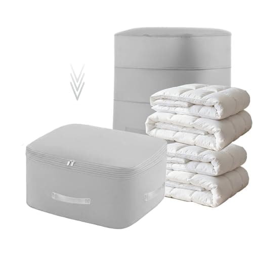 Ultra Space Saving Self Compression Organizer, Comforter Storage Bag for Clothes, Blankets, Pillows, Duvet, Comforters, Bedding Sets and Much More (Gray,X-L - 54 * 42 * 60cm) view 1