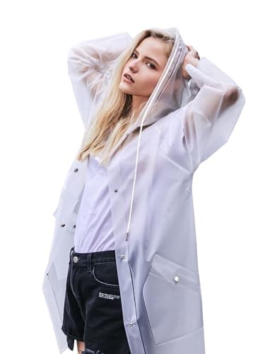 L-Rain TPU Clear Rain Coat for Women - Waterproof Packable Fashion Rain Poncho with Hood Reusable Raincoat — image 1