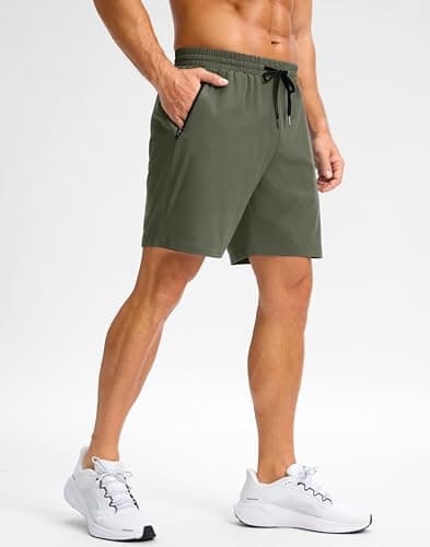 Pudolla Men's Athletic Shorts with Zipper Pockets 5"/7"/9" Lightweight Quick Dry Workout Gym Running Shorts view 2