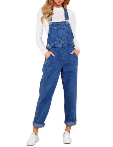 luvamia Women's Casual Stretch Adjustable Denim Bib Overalls Jeans Pants Jumpsuits