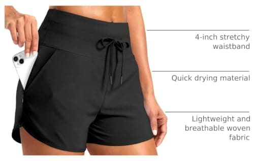 Soothfeel Women's Athletic Running Workout Shorts with Zipper Pockets 3" view 4