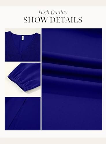 Dokotoo Fall Dresses for Women 2026 Long Sleeve V Neck Smocked Empire Waist Ruffle Tiered Casual Split Maxi Dress view 5