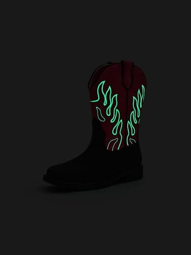 PATPAT Toddler Little Boys Girls Cowboy Boots, Square Toe Mid Calf Embroidered Cowboy Boots Western Riding Shoes view 5