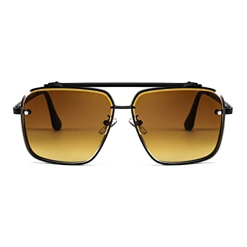 FEISEDY Sunglasses, Fashion Square Pilot Sunglasses, Vintage Metal Gradient Glasses for Men and Women, B4104 view 3