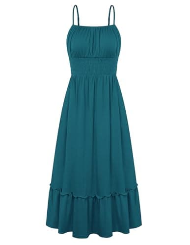 GRACE KARIN Women's Summer Maxi Dress 2026,Smocked Ruched Bust Sundress with Adjustable Straps & Pockets-Beach Vacation Dress — image 1