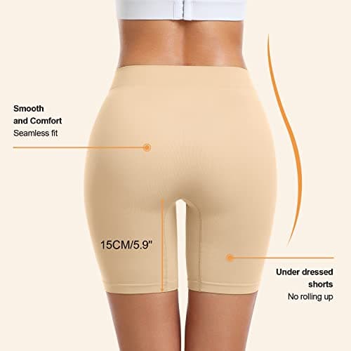 FRESBEIT 3 Pack Slip Shorts for Women Under Dress Comfortable Smooth Boyshorts Panties Biker Shorts view 3