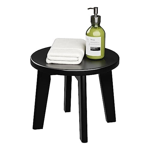 Shower Shaving Foot Rest Stool,Bamboo Step Stool for Kids Adults Small Portable Wooden Stools for Inside Shower Sturdy Stepping Spa Bench 300 Lbs in Sink Bathroom Office Plant Stand 10inch (Round)