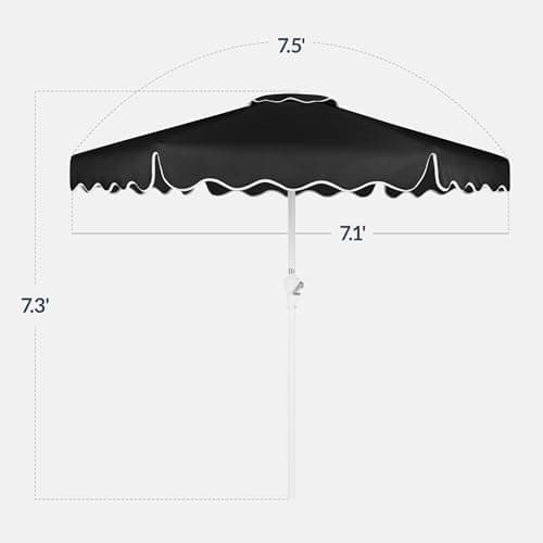Best Choice Products 7.5ft Patio Market Umbrella with Wavy Trim, UV-Fade-Resistant 210g Canopy, Crank & Tilt, Wind Vent, Heavy-Duty Frame - Black view 2
