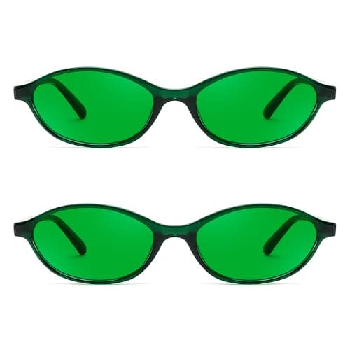 FEISEDY Retro Oval Sunglasses for Women Cat Eye 90s Lightweight Narrow Shades Trendy Sun Glasses B4196 view 4