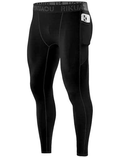 RIKUAOU Men’s Compression Pants Running Leggings Athletic Base Layer Workout Tights with Pockets for Sports Basketball — image 1