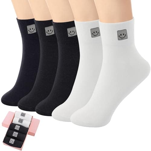 HUGSWEET Thin Soft Cotton Crew Socks for Women Ankle above Bootie Socks Gifts for Women 5-10 Pairs