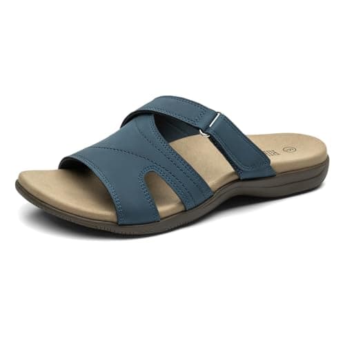 Rihero Women's Orthopedic Slide Sandals with Arch Support Orthotic Comfortable Adjustable Flat Sandals for Daily Work Walking — image 1