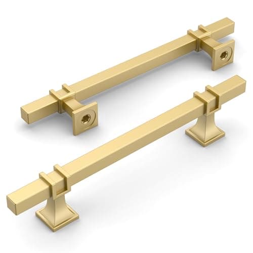 Amerdeco 10 Pack Brushed Gold Cabinet Pulls 5 Inch(128mm) Hole Center Drawer Pulls Cabinet Hardware Kitchen Cabinet Handles for Bathroom Dresser Pulls ZH0067 view 3