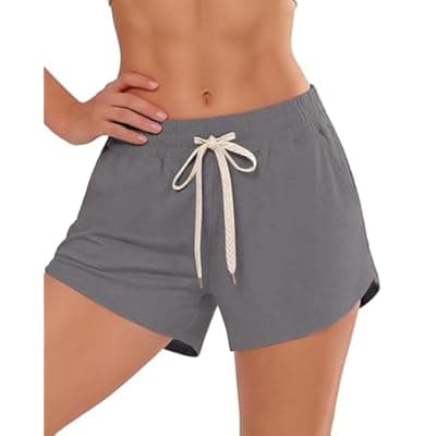 iceROSE Athletic Shorts for Women - High Waisted Black Running SweatShorts Summer Drawstring with Pockets for Workout Lounge