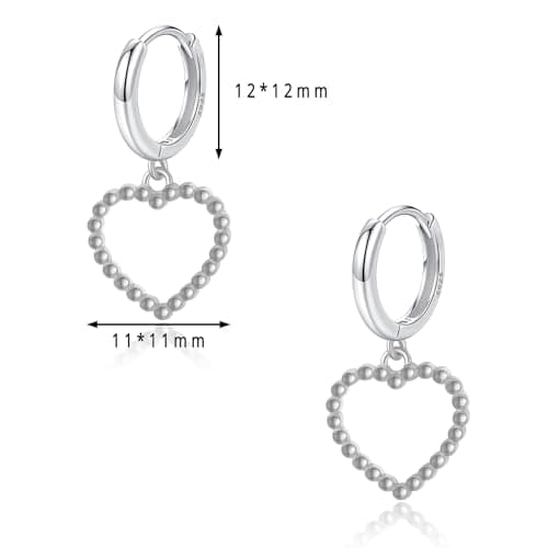 DHZJTSL 925 Sterling Silver Heart Earrings for Women, S925 Sterling Silver Posts Earrings, Dangle Love Heart Fashion Stud Earrings Hypoallergenic Jewelry (with Gift Box) view 2