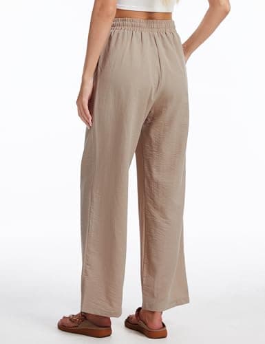 Demoking Cotton Linen Pants Women Straight Leg Casual Loose Drawstring Hippie Beach Vacation Clothes view 5