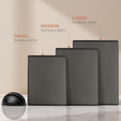 SMIRLY Plastic Cutting Board Set with Holder 3 Pieces, Non-Slip Dishwasher Safe Chopping Boards for Kitchen, Dark Grey view 4