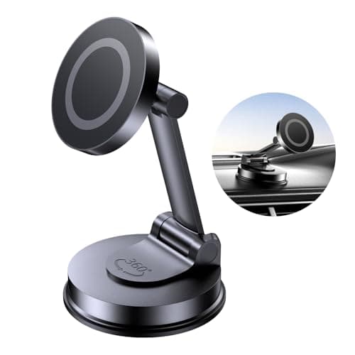 Tophot for MagSafe Car Mount, Car Phone Holder for Dashboard, 360° Rotatable Magnetic Phone Holder for Cars, Strong Adhesive, Sturdy Metal Mount, Compatible with iPhone Samsung