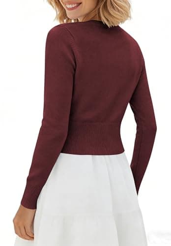 Women’s Spring V Neck Cardigan Lightweight Cropped Button Down Knit Sweater for Layering,Office Casual Wear view 5