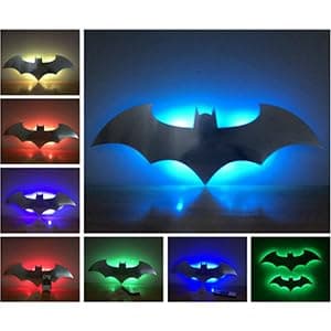 Bat Night Light Superhero LED Signal Cool Lamp with 16 Colors Remote Control Wall Sconce Acrylic Engraved Neon Sign Light Room Wall Decor for Bedroom Party Birthday Xmas Gifts (Black Bat) view 5