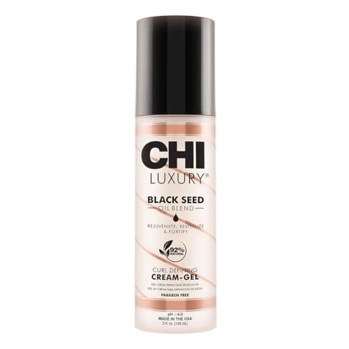 CHI Luxury Black Seed Oil Curl Defining Cream Gel, Defines Curl, Controls Frizz & Strengthens Hair For Shine, Sulfate, Paraben & Gluten-Free, 5 Oz