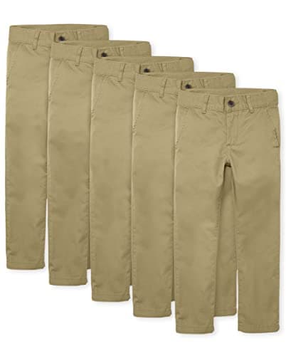 The Children's Place Boys Stretch Skinny Chino Pants,Flax 5 Pack,8