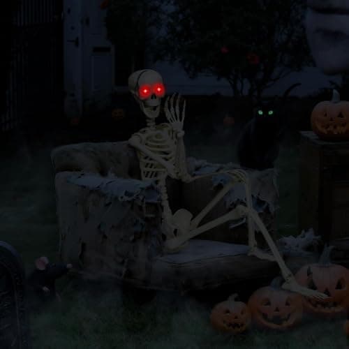Halloween Decorations Outdoor 5.4Ft Life-Size Realistic Posable Skeleton | Full Body Realistic Human Bones with Posable Joints, Durable Outdoor/Indoor Spooky Skeleton Prop for Haunted House, Yard view 6