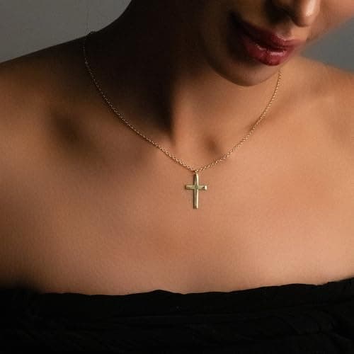 JNZSSWHJJH Easter Basket Stuffers - Cross Necklace for Women 18K Gold Plated Cross Necklace Dainty Gold Necklace for Women Teens Girls Gold Jewelry Easter Religious Christian Gifts view 3