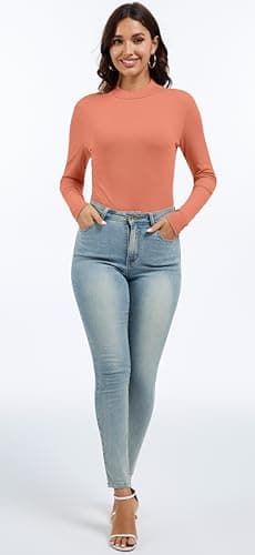 Jeqeocafy Women's Knitted Rib Mock Neck Long Sleeve Tshirt Fall Fashion Basic Thermal Underwear Tops Winter Clothes 2026 view 6