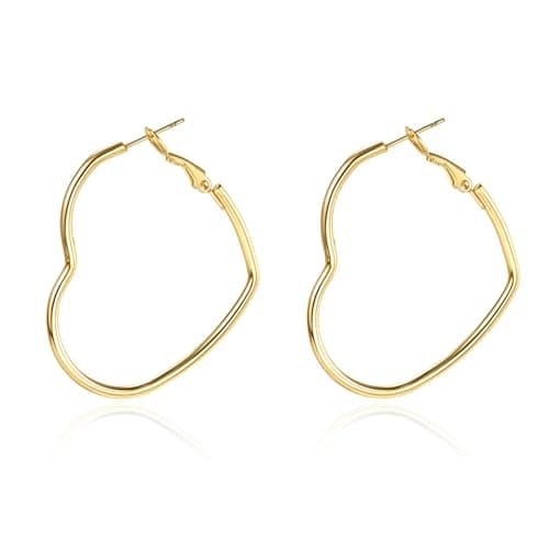 XIUQILAI Heart Earrings for Women, 14K Plated Gold/Silver Big Small Stainless Steel Hoops Earrings, Fashion Hypoallergenic Lightweight Heart Shape Jewelry 30/40/50/60mm view 3