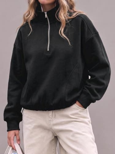 Fisoew Womens Half Zip Sweatshirts Oversized Fleece Pullover Fall Outfits view 3