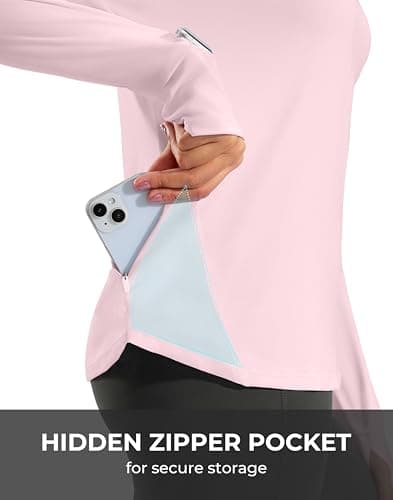 G Gradual Long Sleeve Workout Tops for Women Quick Dry Lightweight Running Athletic Shirts with Zip Pocket Moisture Wicking view 4