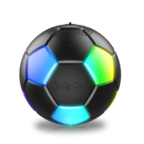 RZLCCL Soccer Ball Shaped Speaker, Portable Wireless Speaker with LED Light, IPX6 Waterproof, 5W Stereo, TWS Pairing, Suitable for Outdoor Travel Speakers for Sports Fans - Black — image 1