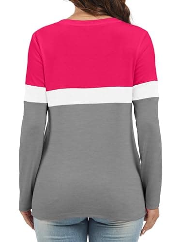 Jeqeocafy Women's Color Block Tunics Tops Crewneck Long Sleeve Shirts Casual Pullover Loose Fit T-Shirt view 5